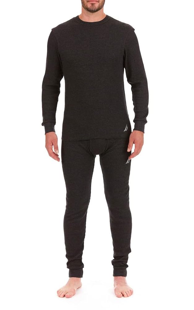 Nautica Men's Long Sleeve Base Layer Set Crewneck Waffle